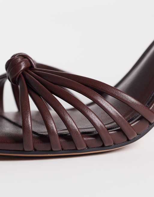 ASOS DESIGN - Heron - Chokoladebrune sandaler med mellemhøj blokhæl og knudedetalje, 2 af 4