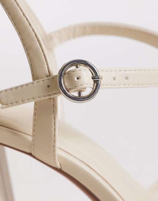 ASOS DESIGN - Heron - Geknoopte sandalen met halfhoge blokhak in gebroken wit, 2 van 4