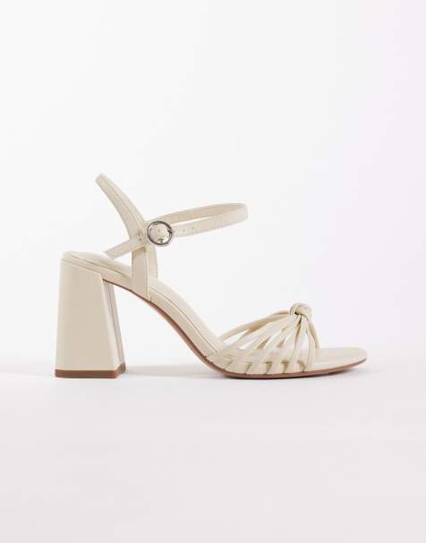 ASOS DESIGN - Heron - Sandales effet noué à talon carré mi-haut - Blanc cassé - view 1