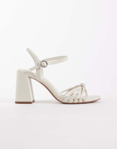 ASOS DESIGN - Heron - Sandales larges à détail noué et talon carré mi-haut - Blanc cassé - view 1