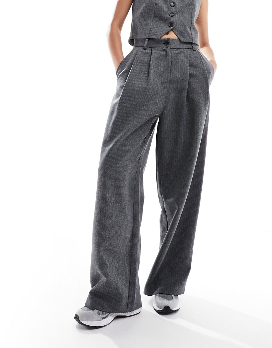 ASOS DESIGN herringbone tailored trousers in grey
