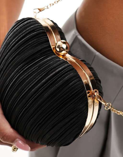 Black clutch purse with gold chain clearance