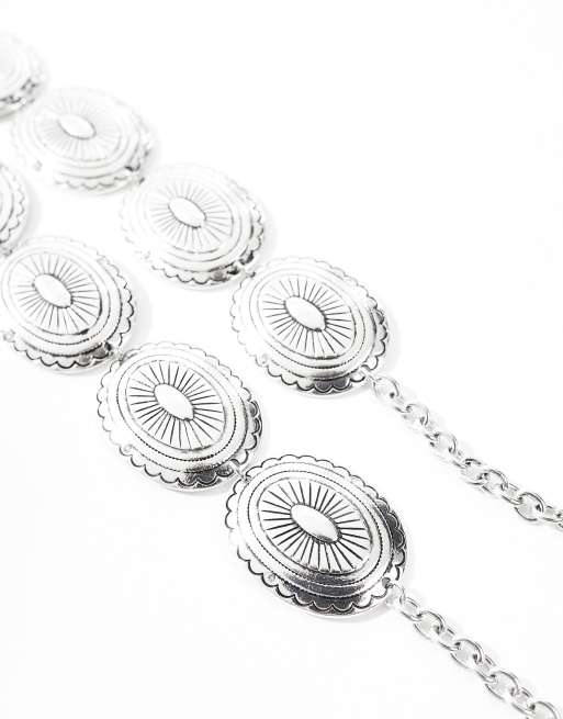 ASOS DESIGN - Heup- en taille riem met geschakelde plaatjes in zilver , 2 van 4