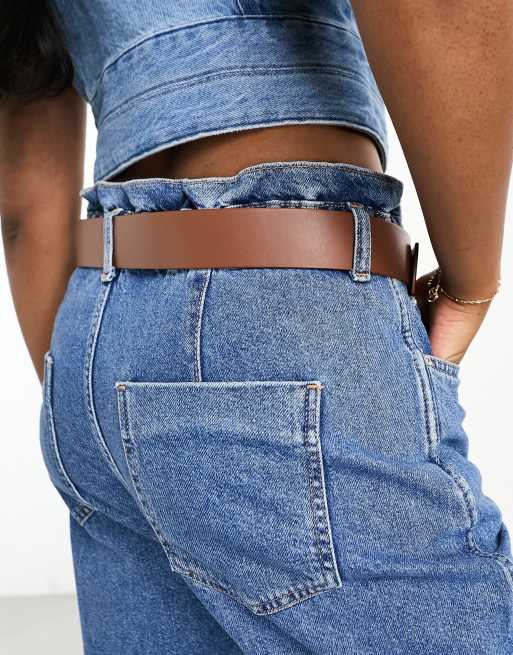 ASOS DESIGN - Heup- en tailleriem met golvende gesp in bruin, 3 van 4