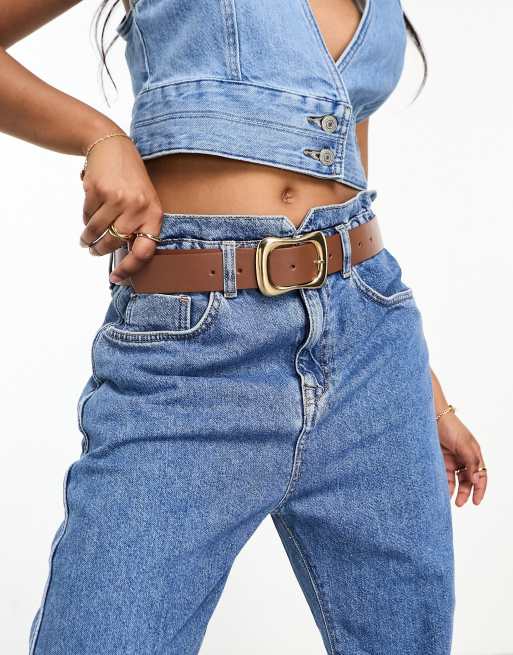 ASOS DESIGN - Heup- en tailleriem met golvende gesp in bruin, 4 van 4