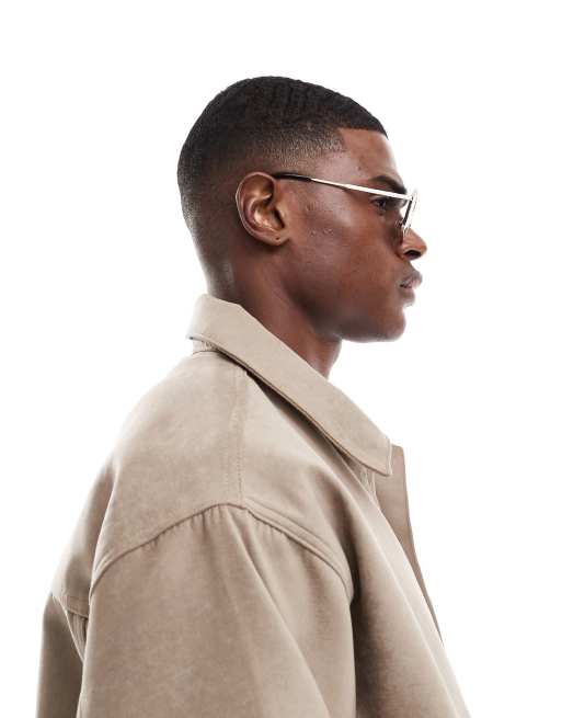 ASOS DESIGN hexagon aviator sunglasses with black smoke lens and gold metal frame, 2 of 4
