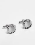 [ASOS DESIGN] ASOS DESIGN hexagon cufflinks with brushed top in silver tone No Size SILVER