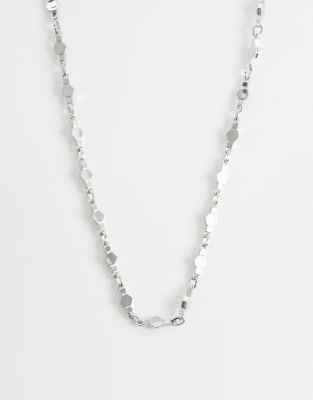 Asos Design Hexagon Link Chain Necklace In White