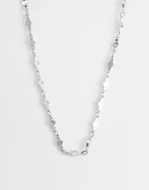 ASOS DESIGN hexagon link chain necklace in silver - view 1