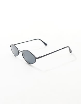 Asos Design Hexagon Sunglasses In Black