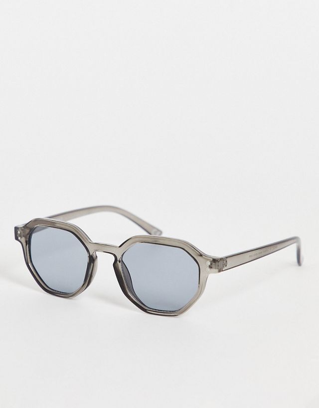 ASOS DESIGN hexagon sunglasses in gray - CHARCOAL