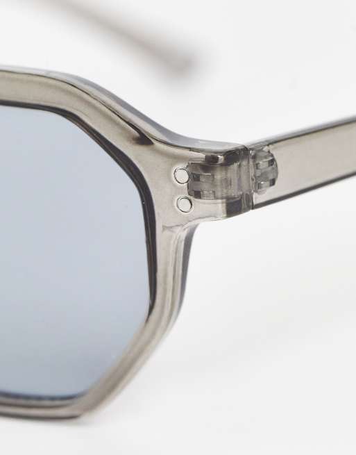 ASOS DESIGN hexagon sunglasses in gray