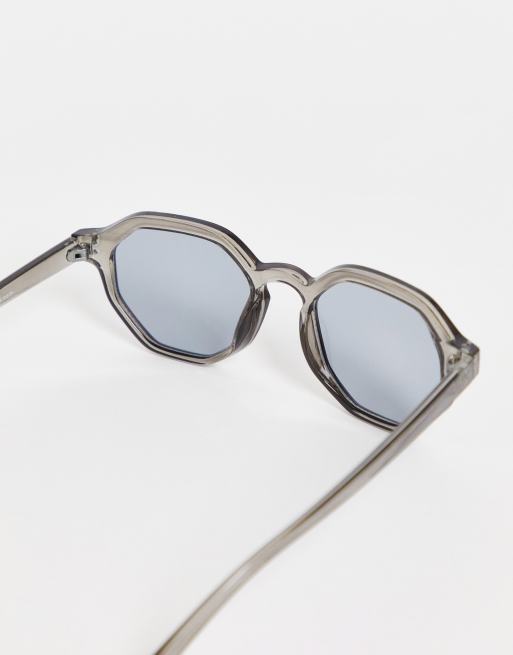 ASOS DESIGN hexagon sunglasses in gray