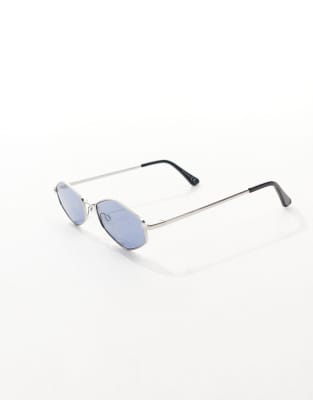 Asos Design Hexagon Sunglasses In Silver