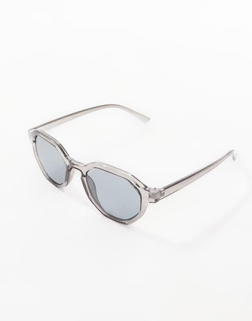 ASOS DESIGN hexagon sunglasses with gray lenses and frames, 2 of 3
