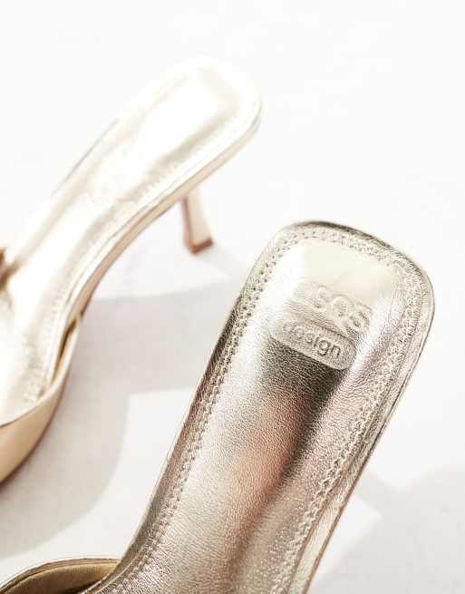 ASOS DESIGN Heyday Mules pointues à talons Doré ASOS