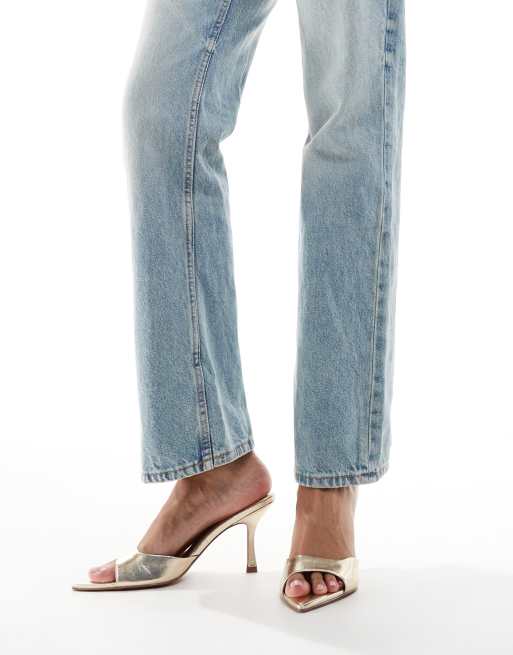 ASOS DESIGN Heyday Mules pointues à talons Doré ASOS - Main Image