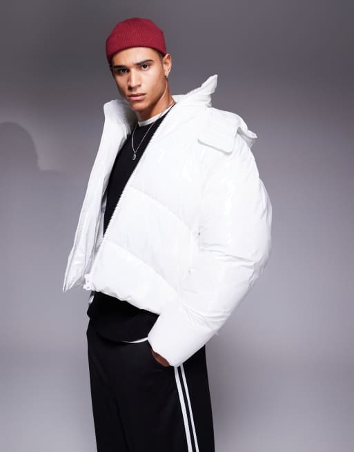 ASOS DESIGN hi shine puffer jacket in white