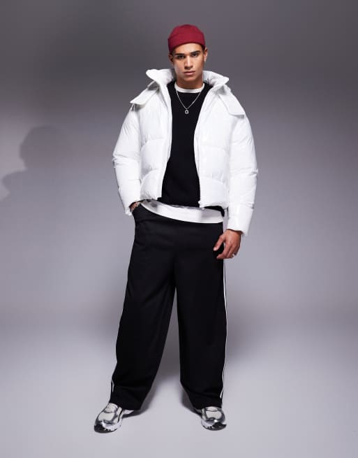 ASOS DESIGN hi shine puffer jacket in white