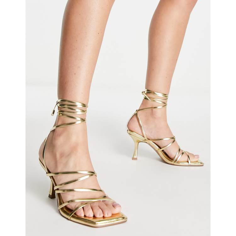 Gold strappy hotsell sandals heels