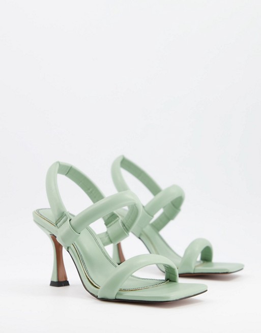 ASOS DESIGN Hickory padded mid-heeled sandals in sage green