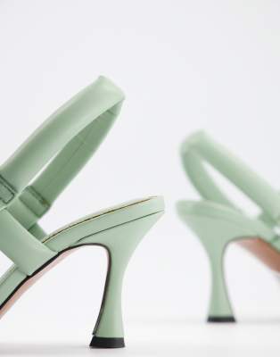 green mid heel sandals