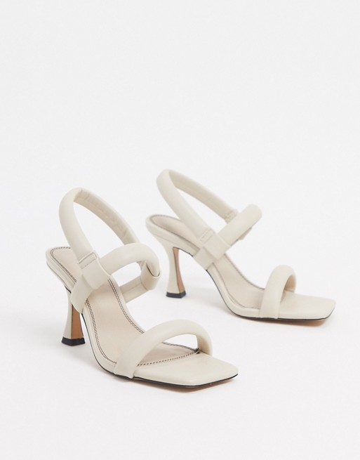 ASOS DESIGN Hickory padded mid-heeled sandals in white