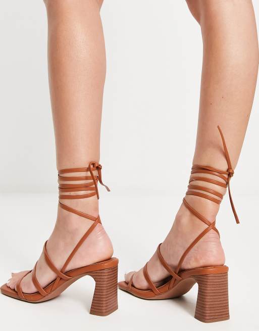 Tan lace hot sale up heels