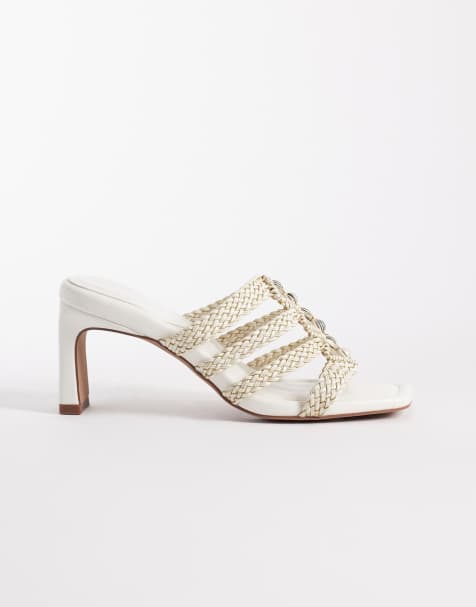 ASOS DESIGN - Hide - Geweven muiltjes met halfhoge hak en kralen in naturel - view 1