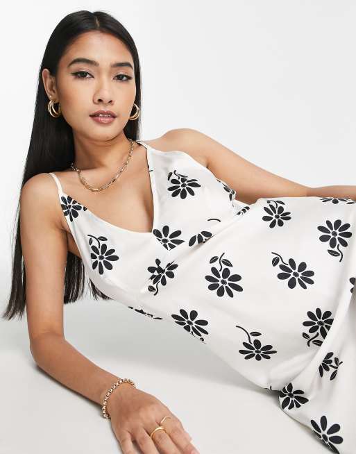 ASOS DESIGN high apex maxi slip dress in hammered satin in white