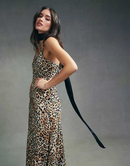 ASOS DESIGN high apex maxi slip dress in spun in animal print ASOS