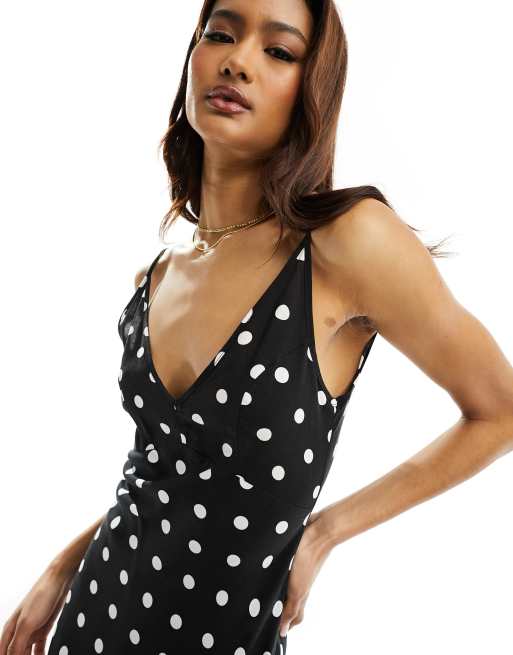 ASOS DESIGN high apex maxi slip dress in spun in mono spot, 2 of 4