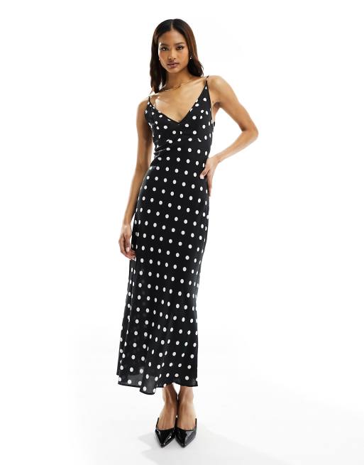 ASOS DESIGN high apex maxi slip dress in spun in mono spot, 4 of 4