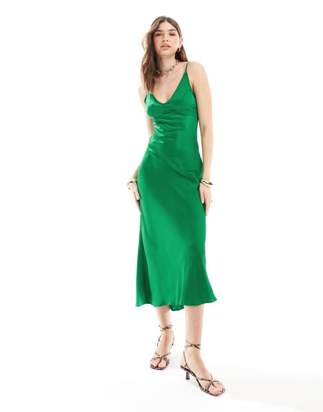 ASOS DESIGN - high apex slip maxi dress in bright green