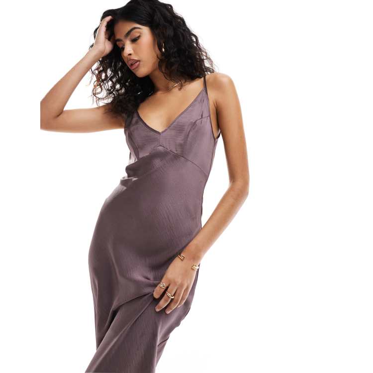 ASOS DESIGN high apex slip maxi dress in mauve