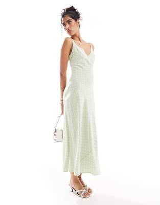 high apex spun midi dress in sage based spot-Multi