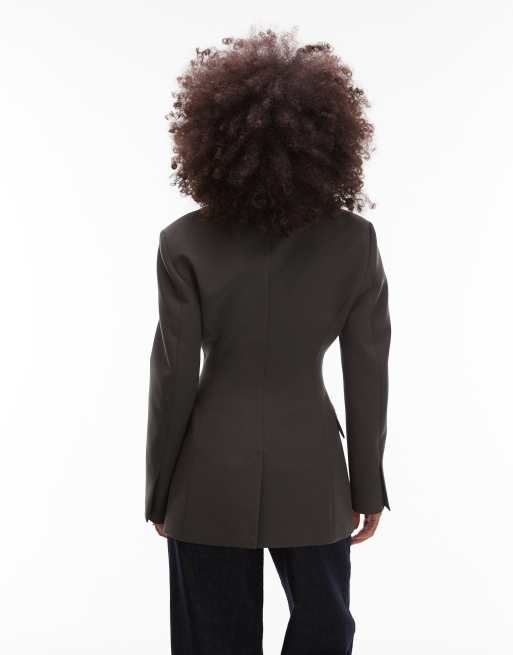 ASOS DESIGN high break fitted waist blazer in olive
