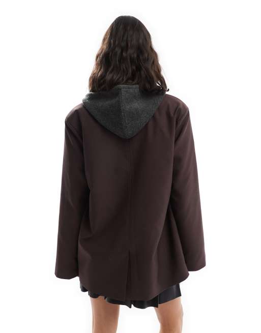 ASOS DESIGN high break oversized blazer in chocolate