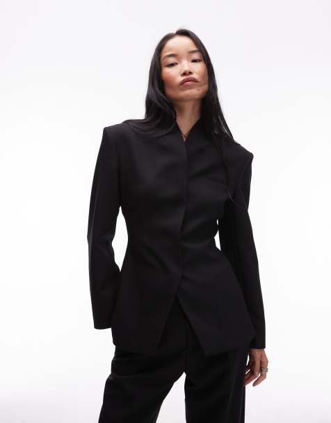 ASOS DESIGN - High Break Point - Blazer à encolure montante - Noir - view 1