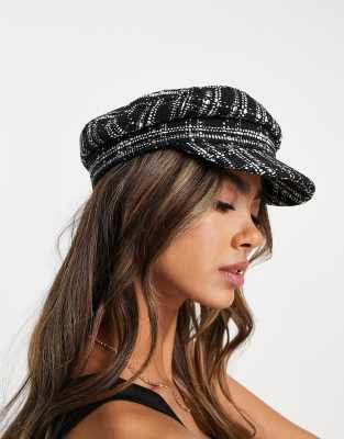ASOS DESIGN ASOS DESIGN high crown baker boy hat in black boucle