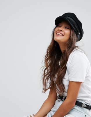 ladies black baker boy hat