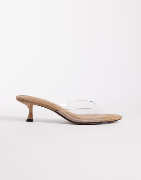 ASOS DESIGN High-five kitten heel mules in clear - view 1