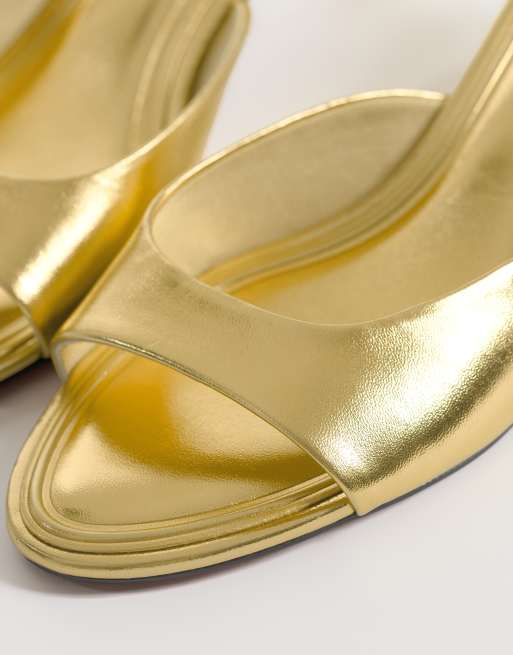 ASOS DESIGN - High-Five - Muiltjes met kittenhak in goud, 4 van 4