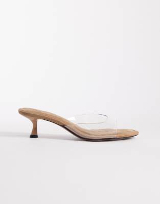 ASOS DESIGN - High-Five - Transparente Mules mit Kitten-Absatz
