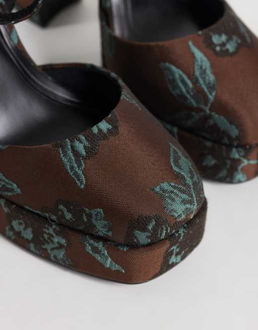ASOS DESIGN High-Heel-Schuhe mit Plateau und spitzer Form in Jacquard, 3 von 4