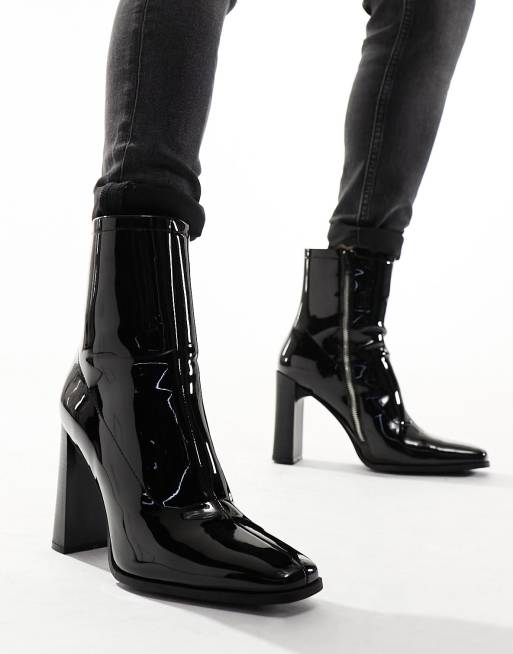 ASOS DESIGN high heeled patent chelsea boot