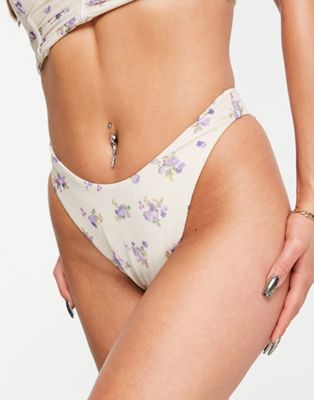 ASOS DESIGN high leg bikini bottom in ditsy floral print