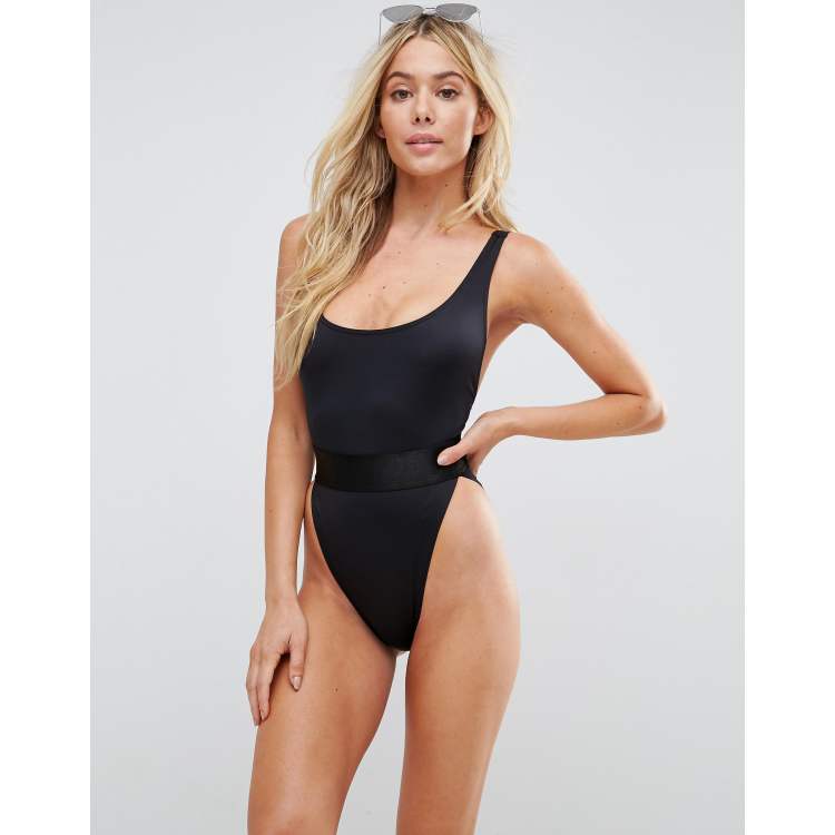 ASOS DESIGN high leg elastic waist swimsuit