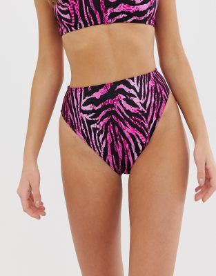 zebra print high waisted bikini