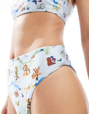 Asos Design High Leg High Waist Bikini Bottom In Blue